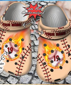 Baseball Enthusiast Fiery Sport Design Personalized Unique Clog Footwear Design