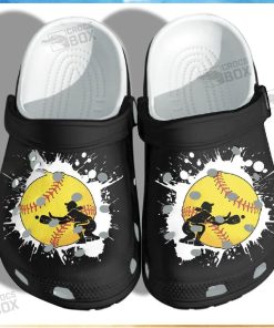 Baseball Girl Custom Shoes Crocs – Baseball Beach Black Crocs Womens