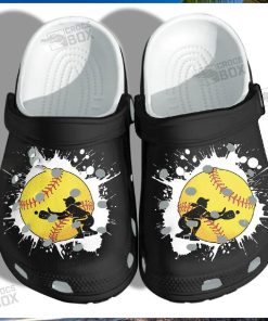 Baseball Girl Custom Shoes Crocs – Baseball Beach Black Crocs Womens