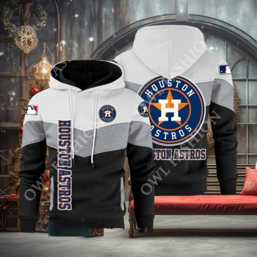 Baseball Houston Astros Team MLB Black White Printed Hoodie