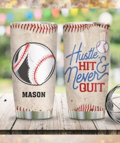 Baseball Hustle Hit Personalized Tumbler