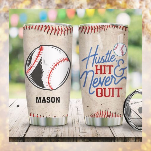 Baseball Hustle Hit Personalized Tumbler