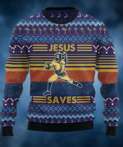 Baseball Jesus Save Ugly Christmas Sweater