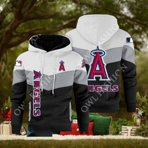 Baseball Los Angeles Angels Team MLB Black White Printed Hoodie