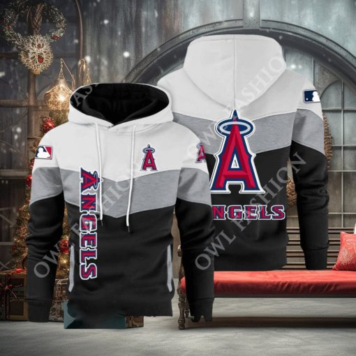 Baseball Los Angeles Angels Team MLB Black White Printed Hoodie