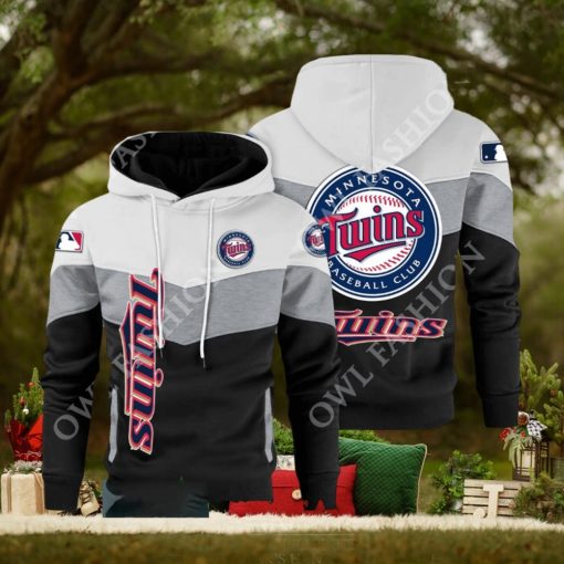 Baseball Minnesota Twins Team MLB Black White Printed Hoodie