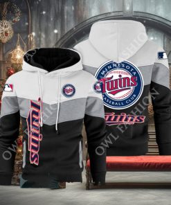 Baseball Minnesota Twins Team MLB Black White Printed Hoodie