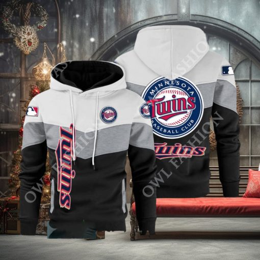 Baseball Minnesota Twins Team MLB Black White Printed Hoodie