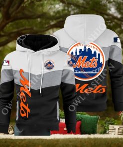 Baseball New York Mets Team MLB Black White Printed Hoodie