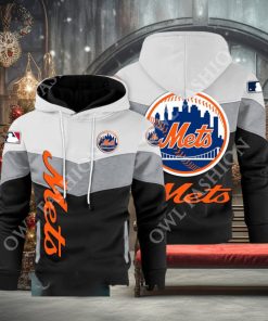 Baseball New York Mets Team MLB Black White Printed Hoodie