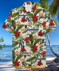 Baseball New York Yankees Funny Hawaiian Shirt Tropical Flower Pattern Beach Lovers Gift