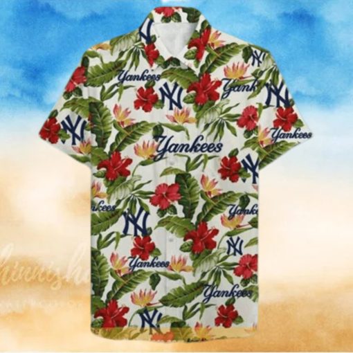 Baseball New York Yankees Funny Hawaiian Shirt Tropical Flower Pattern Beach Lovers Gift