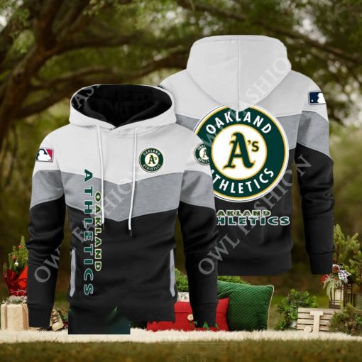 Baseball Oakland Athletics Team MLB Black White Printed Hoodie