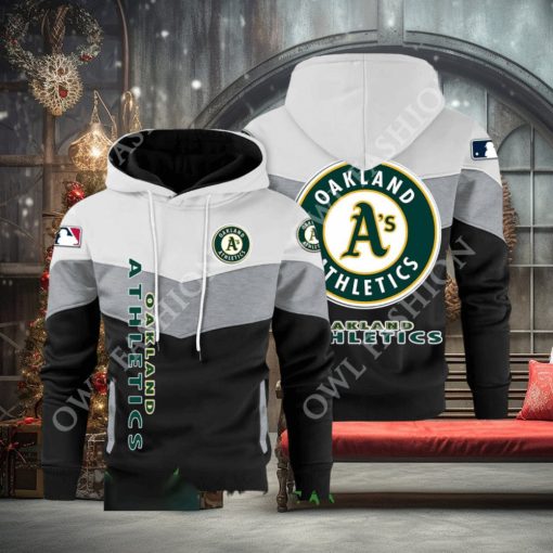 Baseball Oakland Athletics Team MLB Black White Printed Hoodie