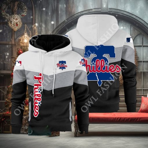 Baseball Philadelphia Phillies Team MLB Black White Printed Hoodie