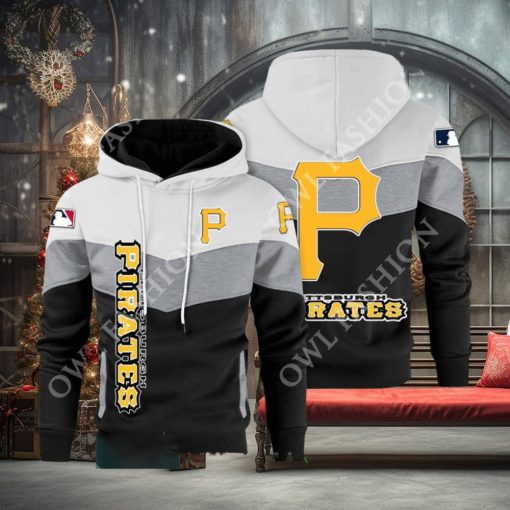 Baseball Pittsburgh Pirates Team MLB Black White Printed Hoodie