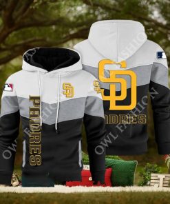 Baseball San Diego Padres Team MLB Black White Printed Hoodie