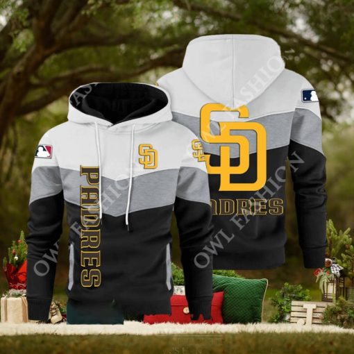Baseball San Diego Padres Team MLB Black White Printed Hoodie