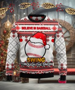 Baseball Swing Through Snow Ugly Christmas Sweater New For Men And Women Gift Holidays Christmas