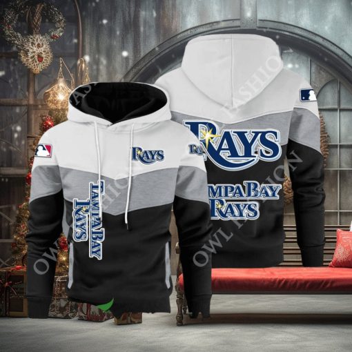 Baseball Tampa Bay Rays Team MLB Black White Printed Hoodie