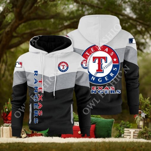 Baseball Texas Rangers Team MLB Black White Printed Hoodie