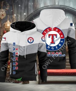 Baseball Texas Rangers Team MLB Black White Printed Hoodie