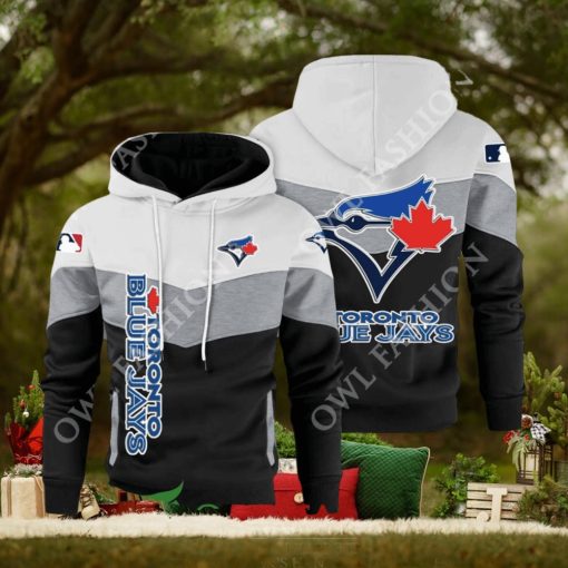 Baseball Toronto Blue Jays Team MLB Black White Printed Hoodie