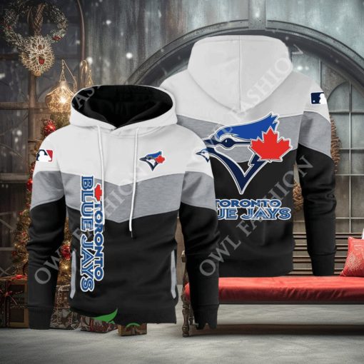 Baseball Toronto Blue Jays Team MLB Black White Printed Hoodie