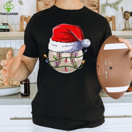 Baseball Wearing Noel Hat   Christmas Baseball Classic T Shirt