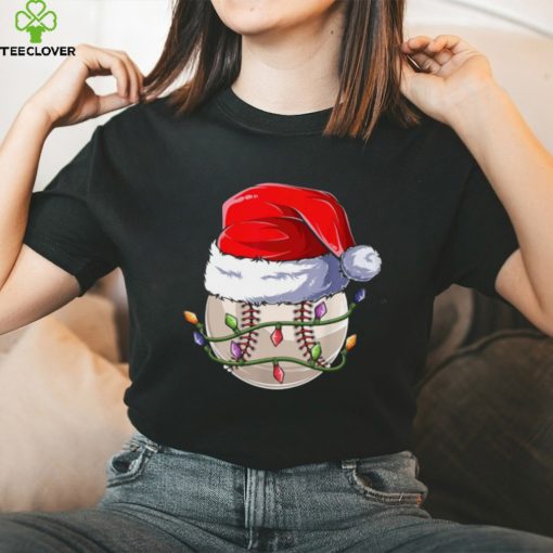 Baseball Wearing Noel Hat   Christmas Baseball Classic T Shirt