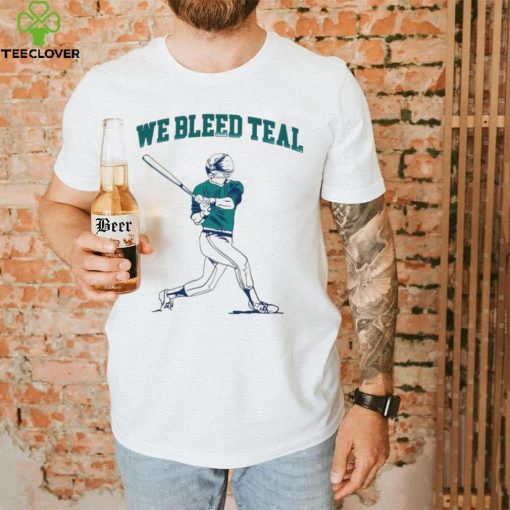 Baseball player we bleed teal shirt