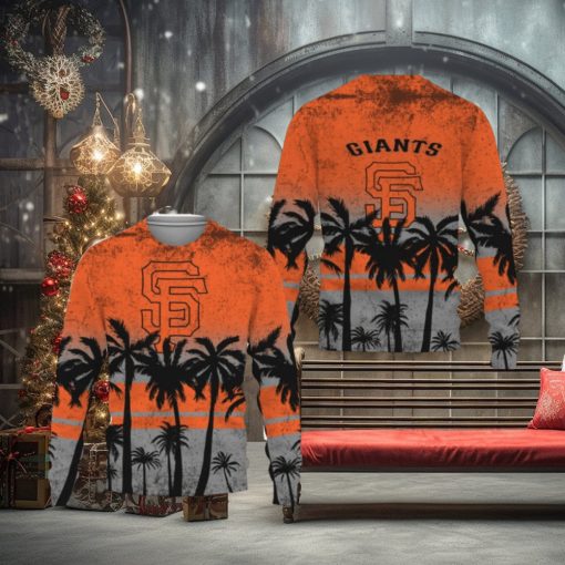 Baseballl American Tree Beach Gradient Gift San Francisco Giants Ugly Christmas AOP Sweater
