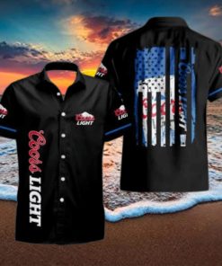 Basic Coors Light Hawaiian Shirt US Flag In The Dark