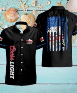 Basic Coors Light Hawaiian Shirt US Flag In The Dark