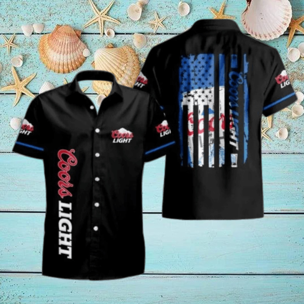 Basic Coors Light Hawaiian Shirt US Flag In The Dark Basic Coors Light Hawaiian Shirt US Flag In The Dark