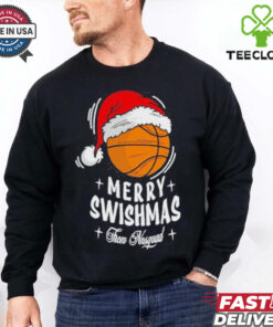 Basketball And Santa Hat From M Squad Merry Christmas 2024 Swishmas Shirt