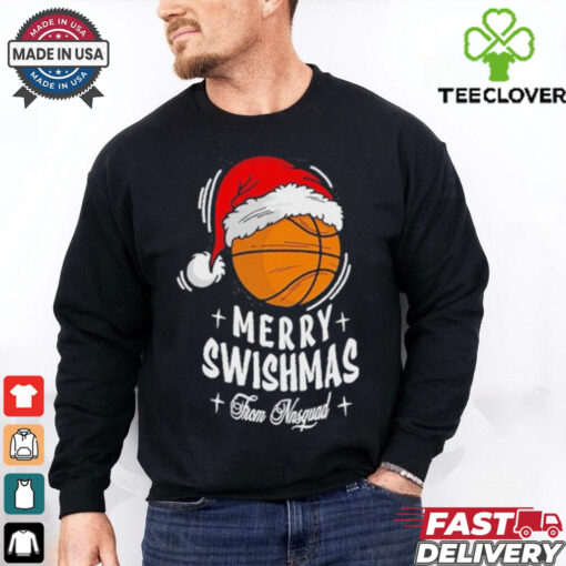 Basketball And Santa Hat From M Squad Merry Christmas 2024 Swishmas Shirt