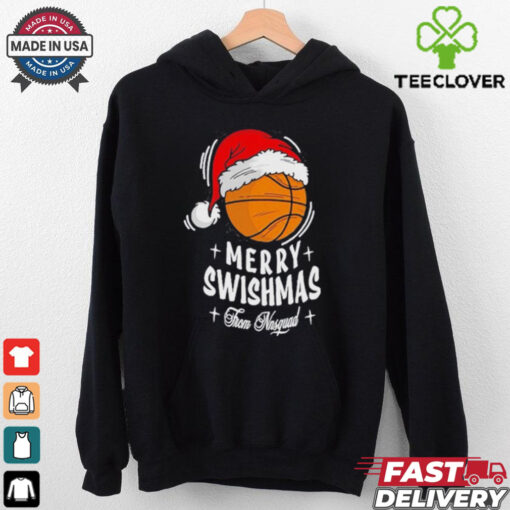 Basketball And Santa Hat From M Squad Merry Christmas 2024 Swishmas Shirt