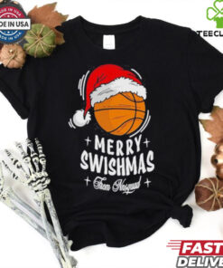 Basketball And Santa Hat From M Squad Merry Christmas 2024 Swishmas Shirt