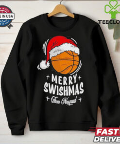 Basketball And Santa Hat From M Squad Merry Christmas 2024 Swishmas Shirt