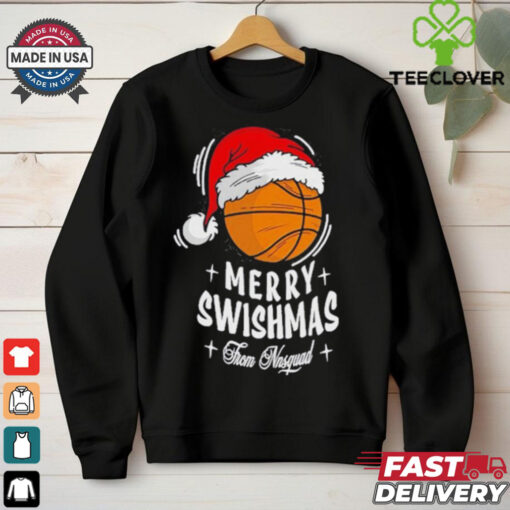Basketball And Santa Hat From M Squad Merry Christmas 2024 Swishmas Shirt