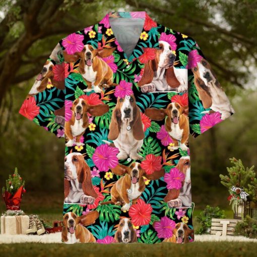 Basset Hound Flowers Hawaiian Shirt