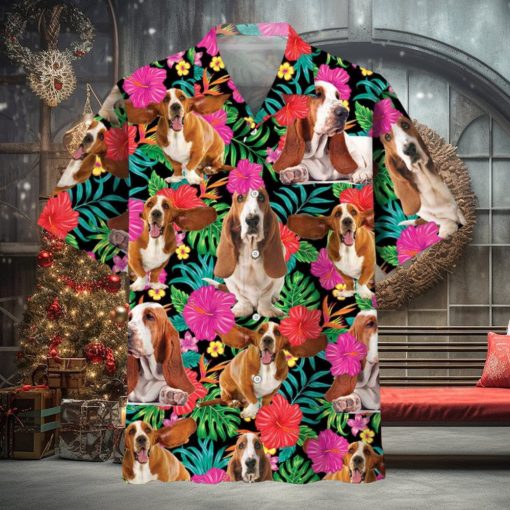 Basset Hound Flowers Hawaiian Shirt