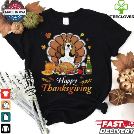 Basset Hound Turkey happy Thanksgiving shirt