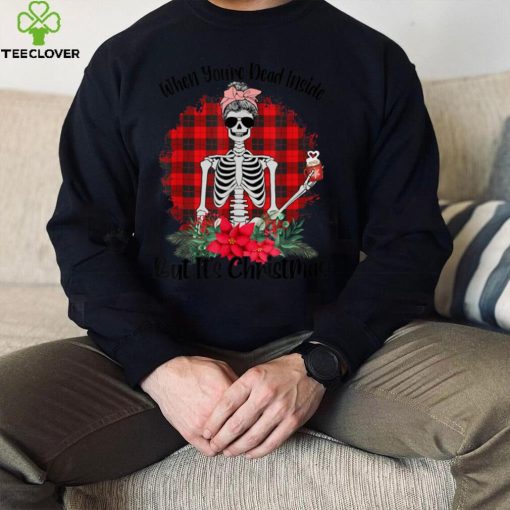 BdlJ Plaid Skeleton Merry Xmas Christmas Coffee Lover Noel T Shirt
