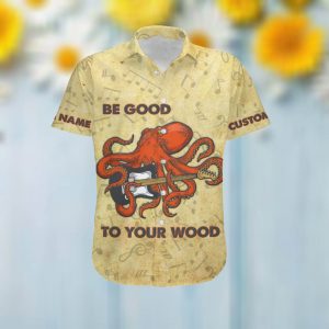 Be Good To Your Wood Guitar Chord Chart Octopus Custom Name Men Hawaiian Aloha Tropical Button Up Shirt For Guitarists
