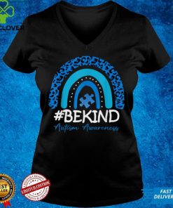 Be Kind Autism Awareness Women Girls Leopard Rainbow Print T Shirt