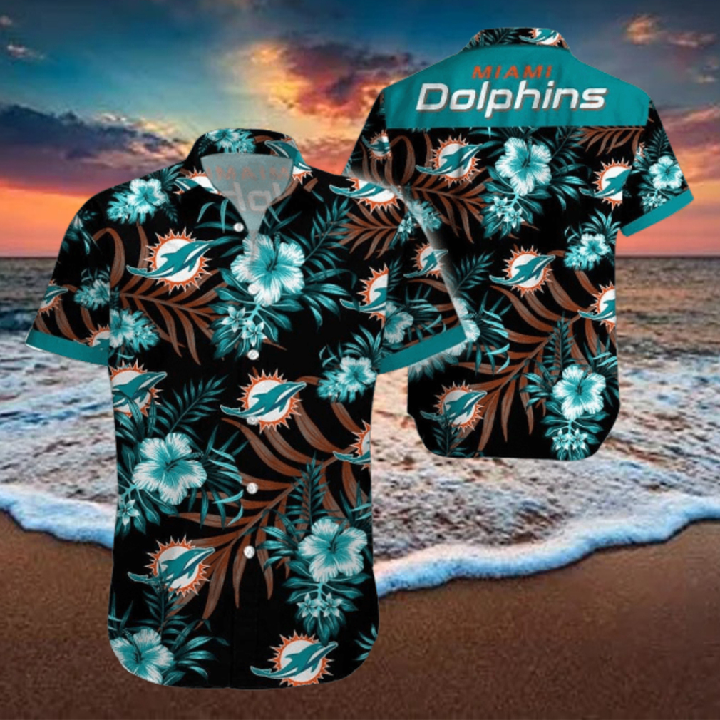 Beach Shirt Miami Dolphins Tropical 3D Hawaiian Shirt Big Fans Gift Beach Shirt Miami Dolphins Tropical 3D Hawaiian Shirt Big Fans Gift