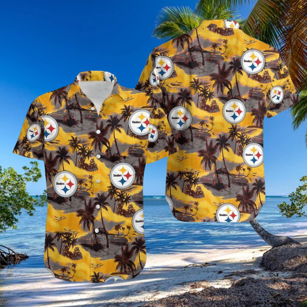 Beach Shirt NFL Pittsburgh Steelers Coconut Tree Hawaii 3D Shirt - Limotees