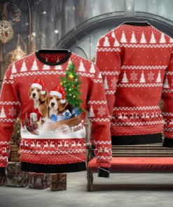 Beagle Dashing Ugly Christmas Sweater AOP All Over Printed Sweater